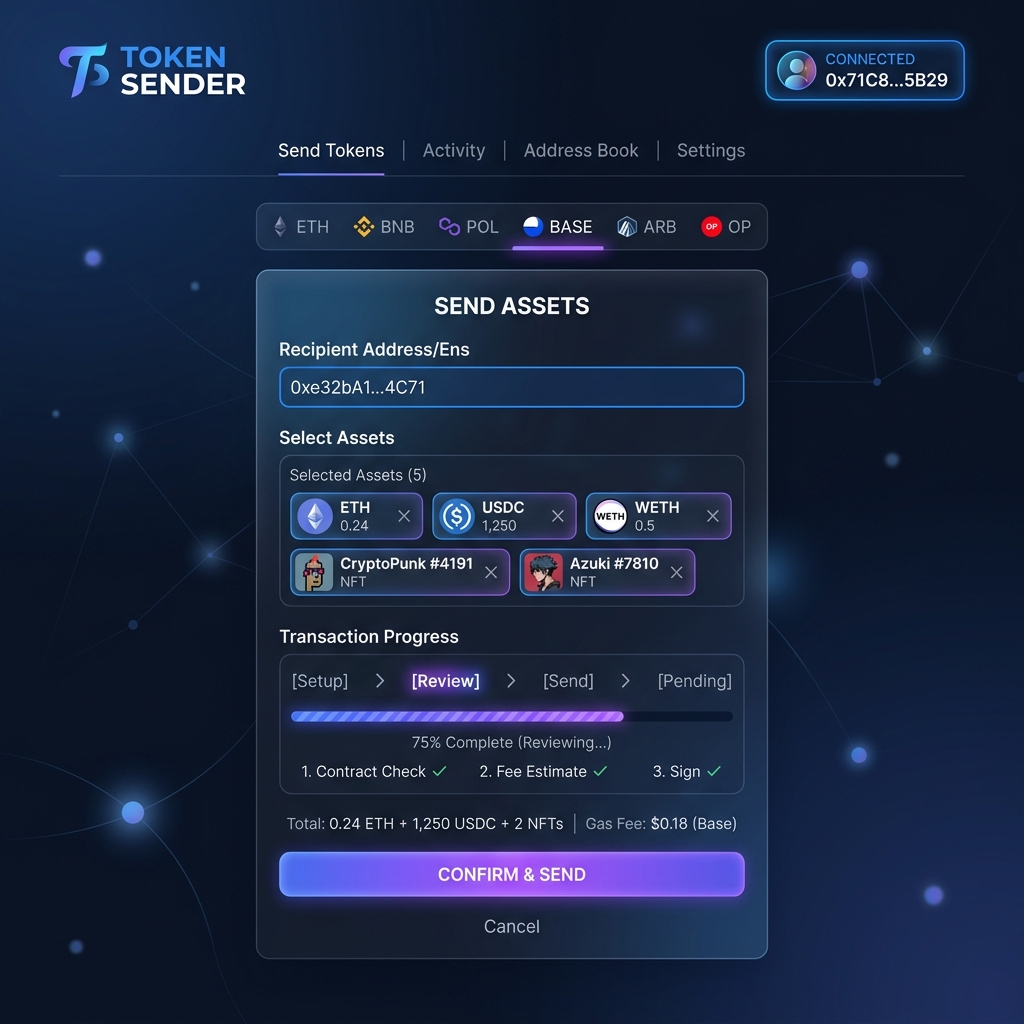 Token Sender アプリの画面イメージ